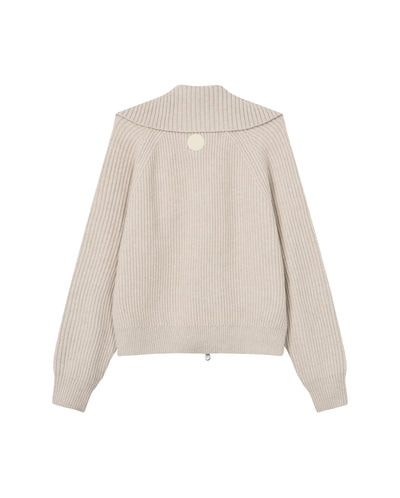 1911985-043 | WOMEN'S IRIS LOGO REVERSIBLE ZIP CROPPED CARDIGAN | OYSTER GRAY