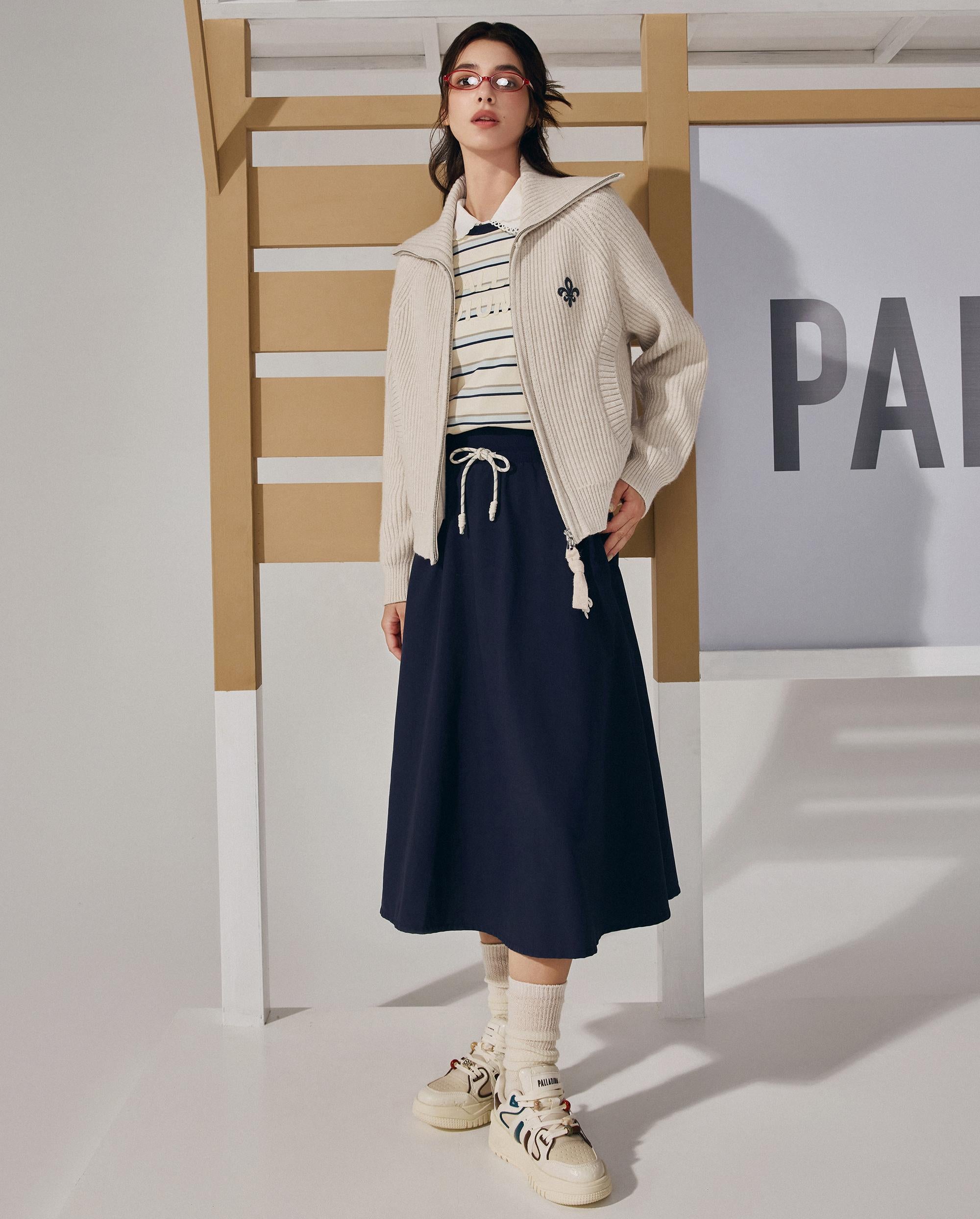 1911985-043 | WOMEN'S IRIS LOGO REVERSIBLE ZIP CARDIGAN | OYSTER GRAY