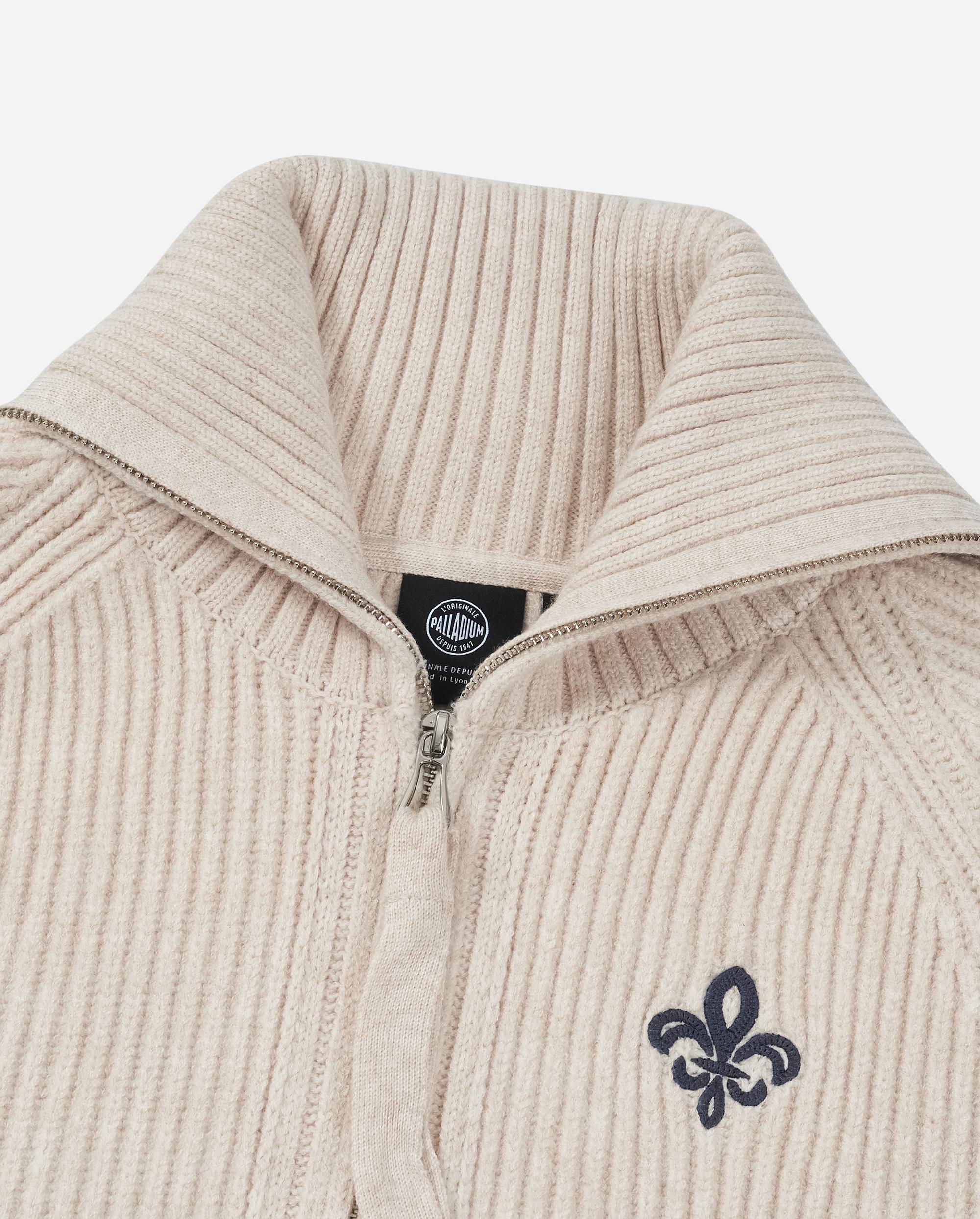 1911985-043 | WOMEN'S IRIS LOGO REVERSIBLE ZIP CARDIGAN | OYSTER GRAY