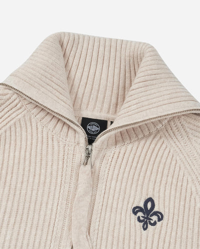 1911985-043 | WOMEN'S IRIS LOGO REVERSIBLE ZIP CROPPED CARDIGAN | OYSTER GRAY