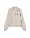 1911985-043 | WOMEN'S IRIS LOGO REVERSIBLE ZIP CROPPED CARDIGAN | OYSTER GRAY