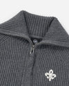 1911985-069 | WOMEN'S IRIS LOGO REVERSIBLE ZIP CROPPED CARDIGAN | GRAY PINSTRIPE