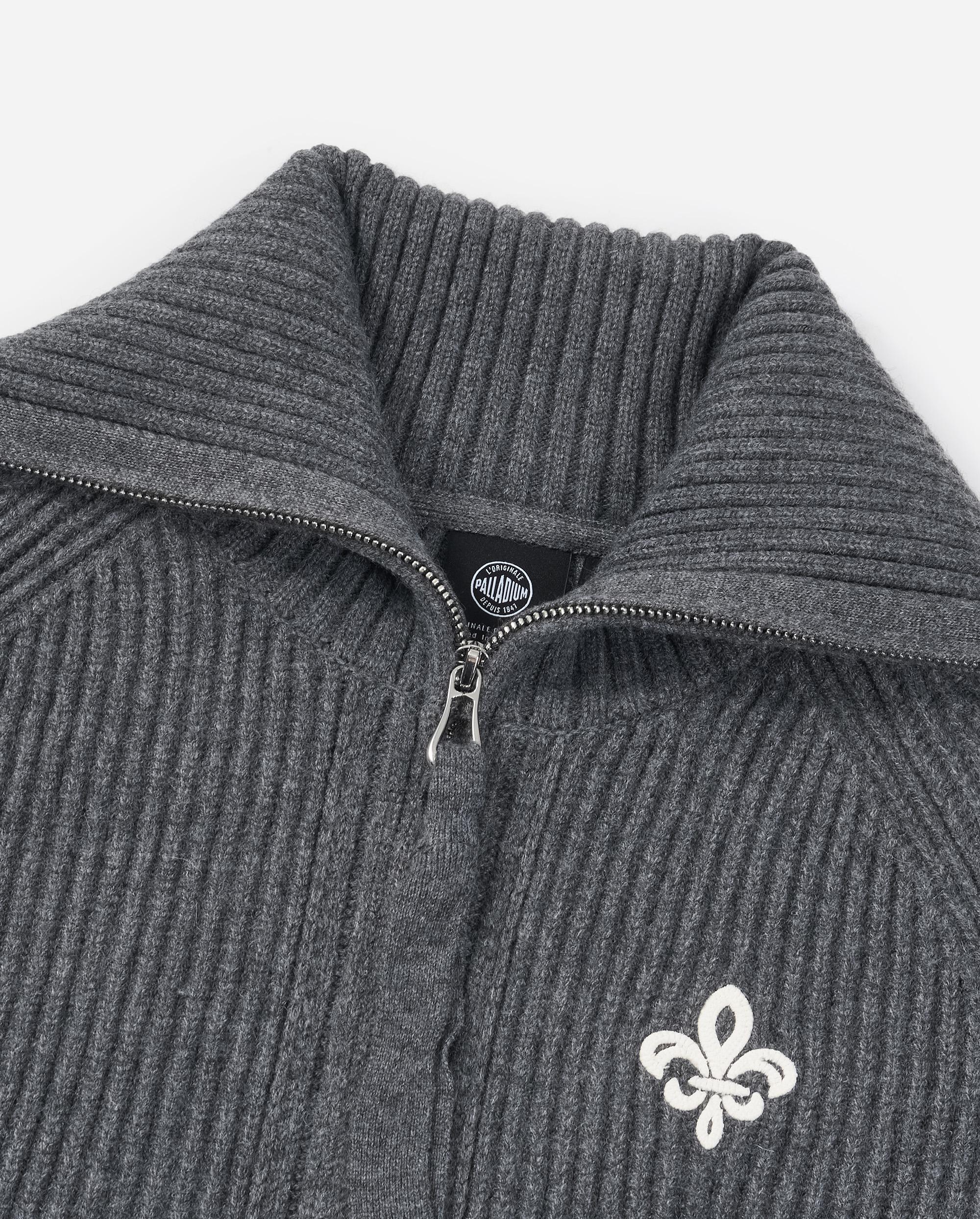 1911985-069 | WOMEN'S IRIS LOGO REVERSIBLE ZIP CARDIGAN | GRAY PINSTRIPE