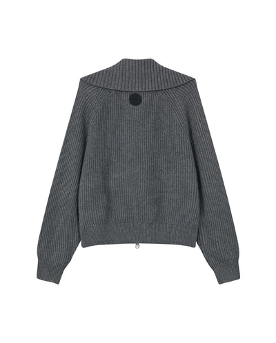 1911985-069 | WOMEN'S IRIS LOGO REVERSIBLE ZIP CROPPED CARDIGAN | GRAY PINSTRIPE