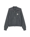 1911985-069 | WOMEN'S IRIS LOGO REVERSIBLE ZIP CROPPED CARDIGAN | GRAY PINSTRIPE