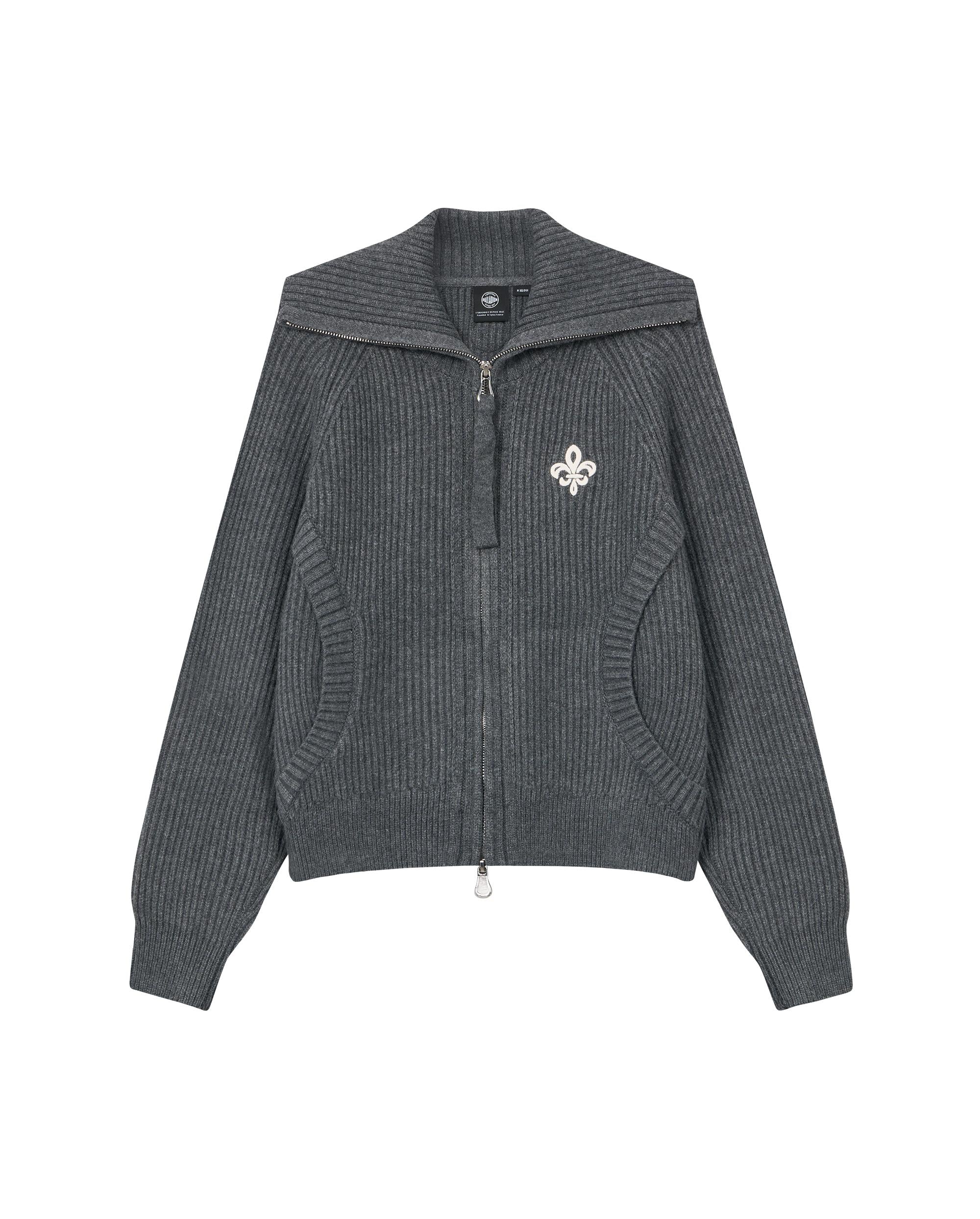 1911985-069 | WOMEN'S IRIS LOGO REVERSIBLE ZIP CARDIGAN | GRAY PINSTRIPE