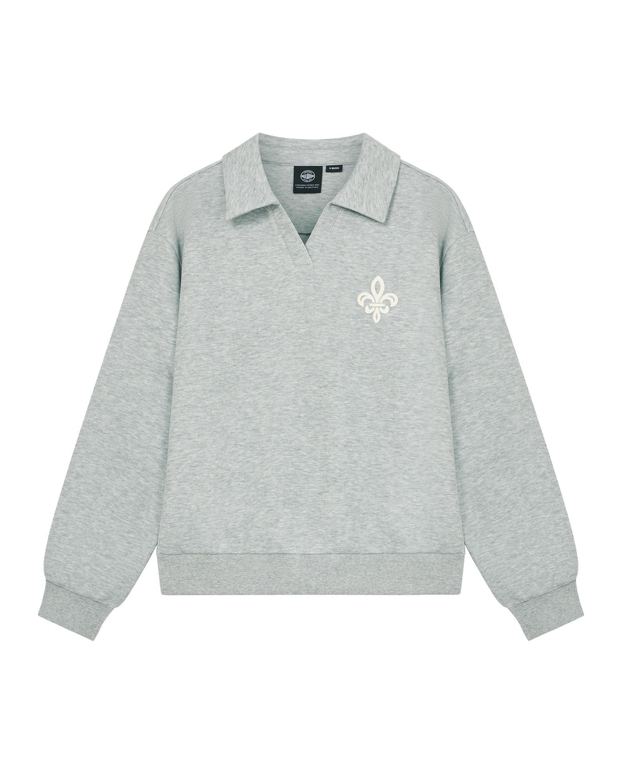 1911994-081 | WOMEN'S EMBROIDERED IRIS LOGO POLO SWEATSHIRT | GREY
