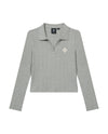 1912002-081 | WOMEN'S IRIS LOGO CROPPED LONG SLEEVES POLO TOP | GREY