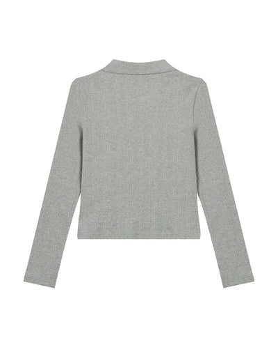 1912002-081 | WOMEN'S IRIS LOGO CROPPED LONG SLEEVES POLO TOP | GREY