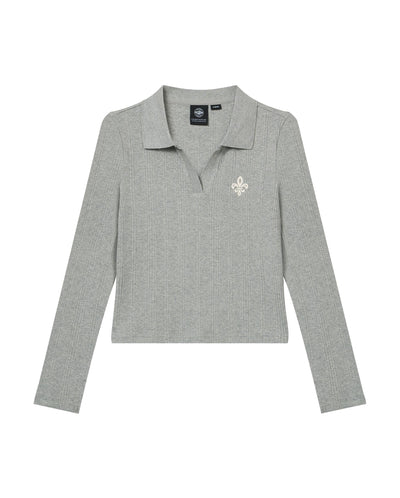 1912002-081 | WOMEN'S IRIS LOGO CROPPED LONG SLEEVES POLO TOP | GREY