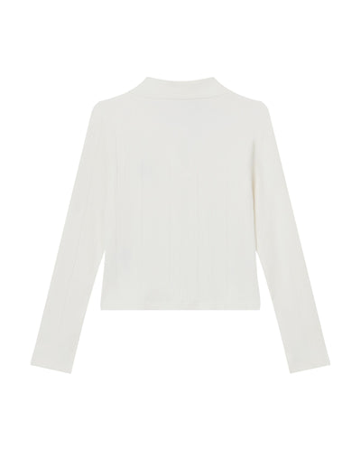 1912002-262 | WOMEN'S IRIS LOGO CROPPED LONG SLEEVES POLO TOP | MARSHMALLOW