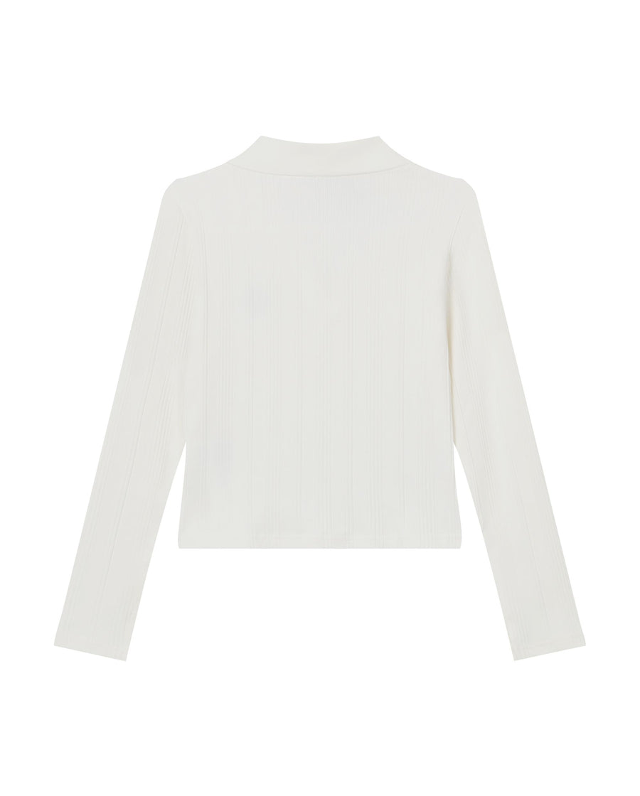 1912002-262 | WOMEN'S IRIS LOGO CROPPED LONG SLEEVES POLO TOP | MARSHMALLOW