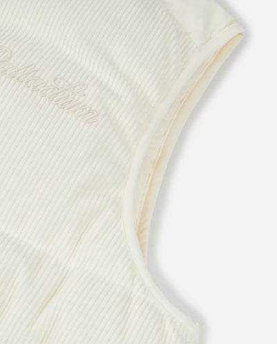 1912006-232 | WOMEN'S LOGO LOOSE FIT CORDUROY DOWN VEST JACKET | VANILLA ICE