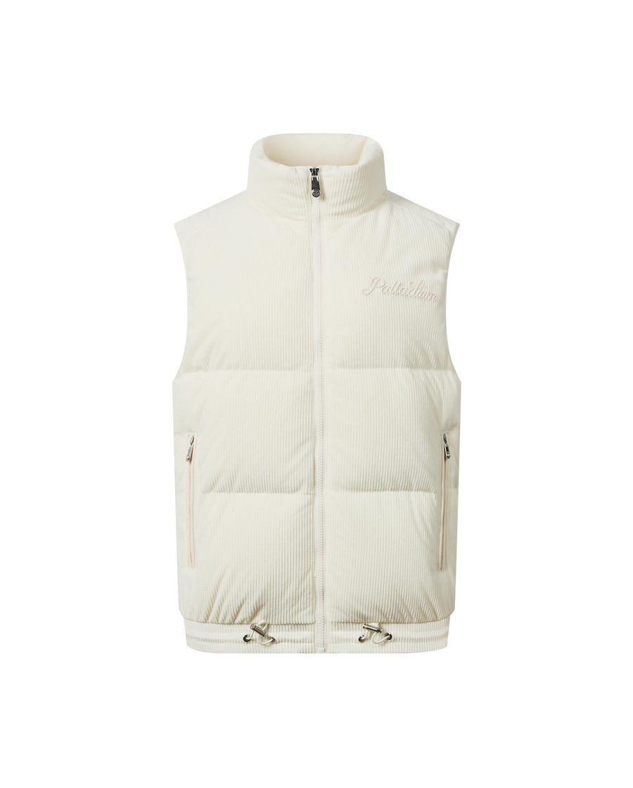 1912006-232 | WOMEN'S LOGO LOOSE FIT CORDUROY DOWN VEST JACKET | VANILLA ICE