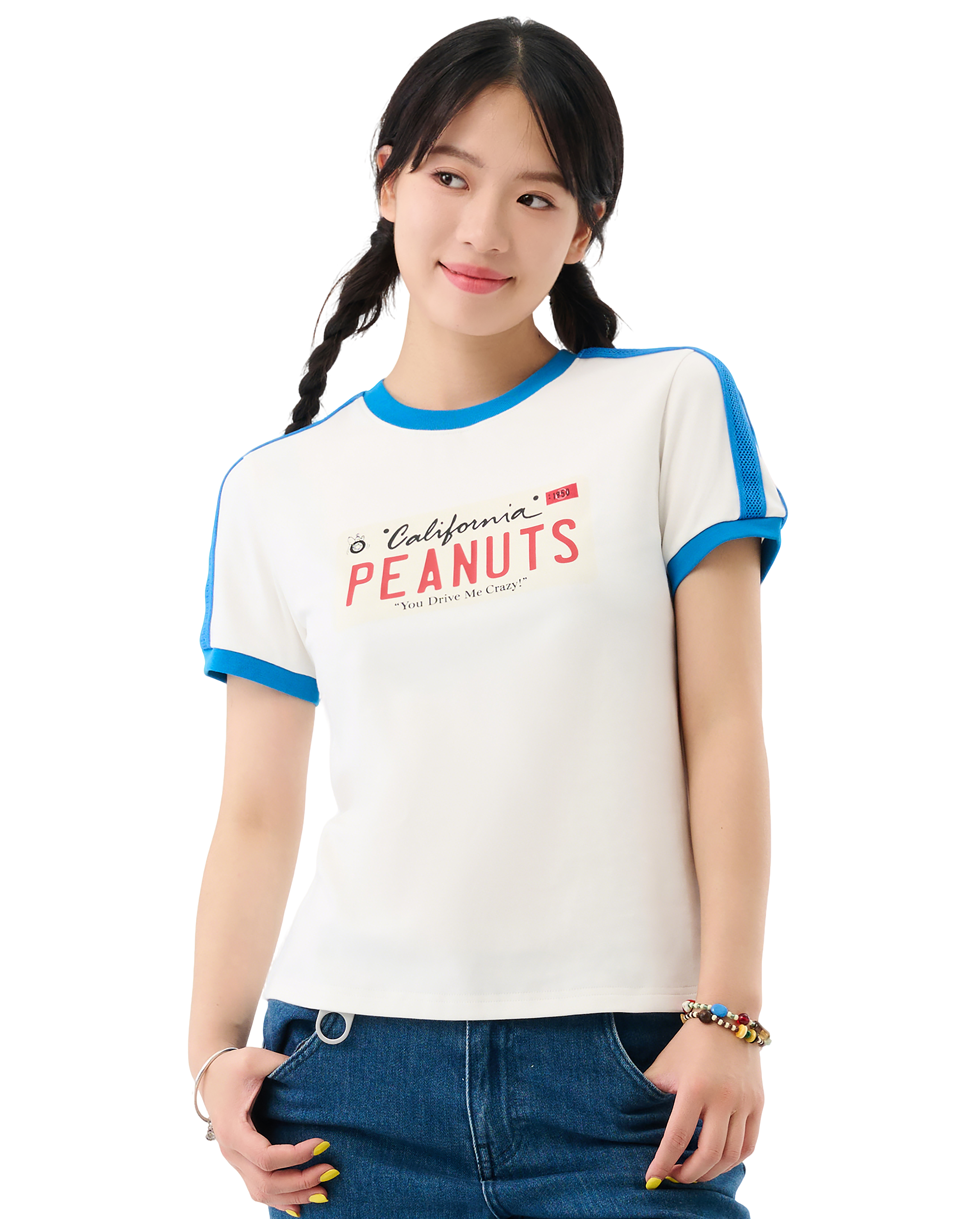 1912438-262 | PALLADIUM X SNOOPY WOMEN'S SIDE TAPED LOGO T-SHIRT | MARSHMALLOW