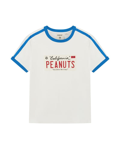 1912438-262 | PALLADIUM X SNOOPY WOMEN'S SIDE TAPED LOGO T-SHIRT | MARSHMALLOW