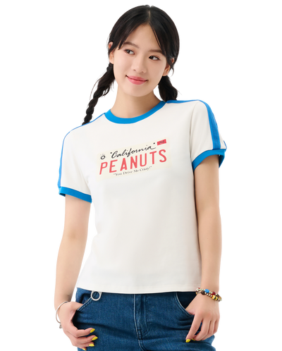 1912438-262 | PALLADIUM X SNOOPY WOMEN'S SIDE TAPED LOGO T-SHIRT | MARSHMALLOW