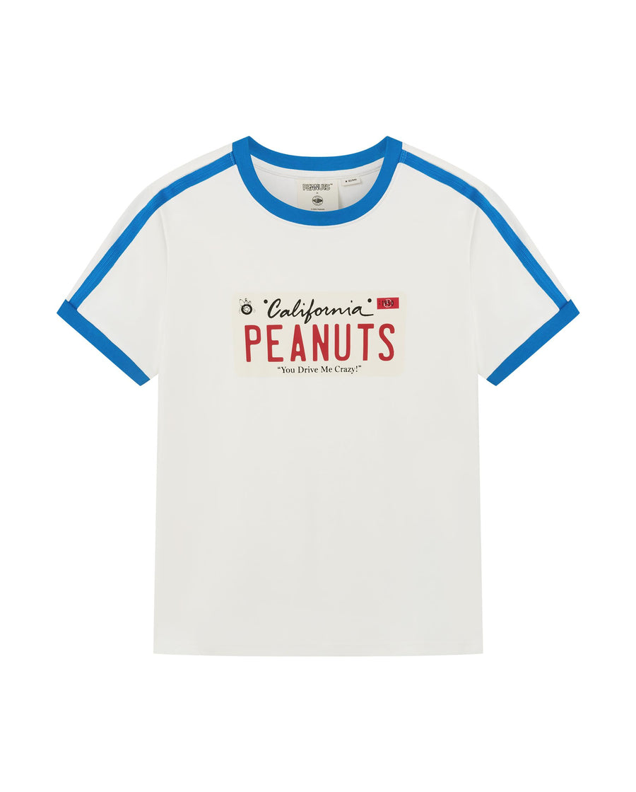 1912438-262 | PALLADIUM X SNOOPY WOMEN'S SIDE TAPED LOGO T-SHIRT | MARSHMALLOW