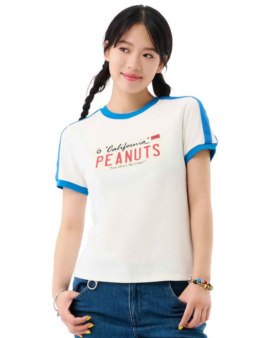 1912438-262 | PALLADIUM X SNOOPY WOMEN'S SIDE TAPED LOGO T-SHIRT | MARSHMALLOW