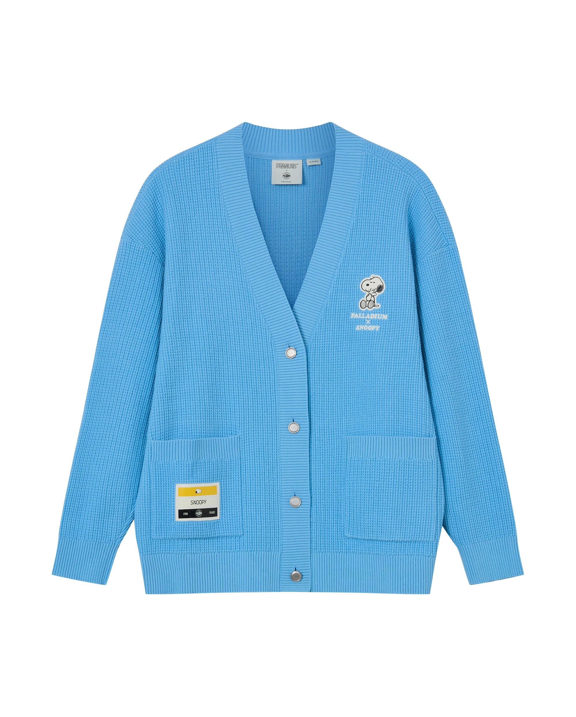1912580-577 | PALLADIUM X SNOOPY WOMEN'S LOOSE FIT LOGO CARDIGAN | ALASKAN BLUE