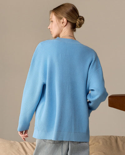 1912580-577 | PALLADIUM X SNOOPY WOMEN'S LOOSE FIT LOGO CARDIGAN | ALASKAN BLUE