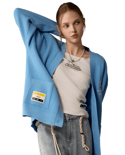 1912580-577 | PALLADIUM X SNOOPY WOMEN'S LOOSE FIT LOGO CARDIGAN | ALASKAN BLUE