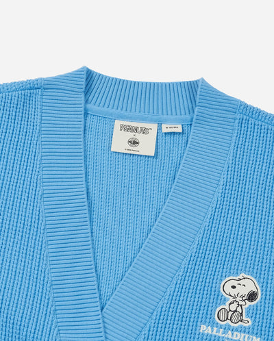 1912580-577 | PALLADIUM X SNOOPY WOMEN'S LOOSE FIT LOGO CARDIGAN | ALASKAN BLUE