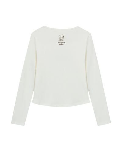 1912586-262 | PALLADIUM X SNOOPY WOMEN'S LOGO SLIM-FIT T-SHIRT | MARSHMALLOW