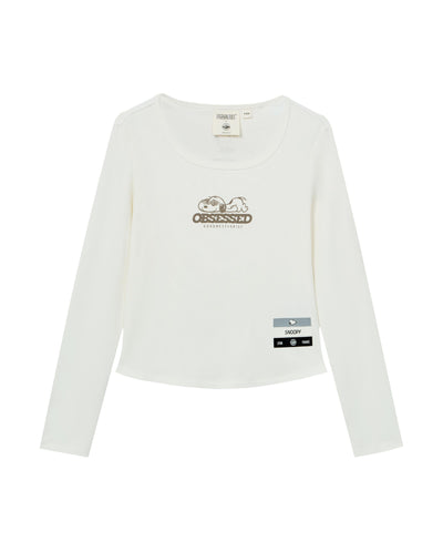 1912586-262 | PALLADIUM X SNOOPY WOMEN'S LOGO SLIM-FIT T-SHIRT | MARSHMALLOW