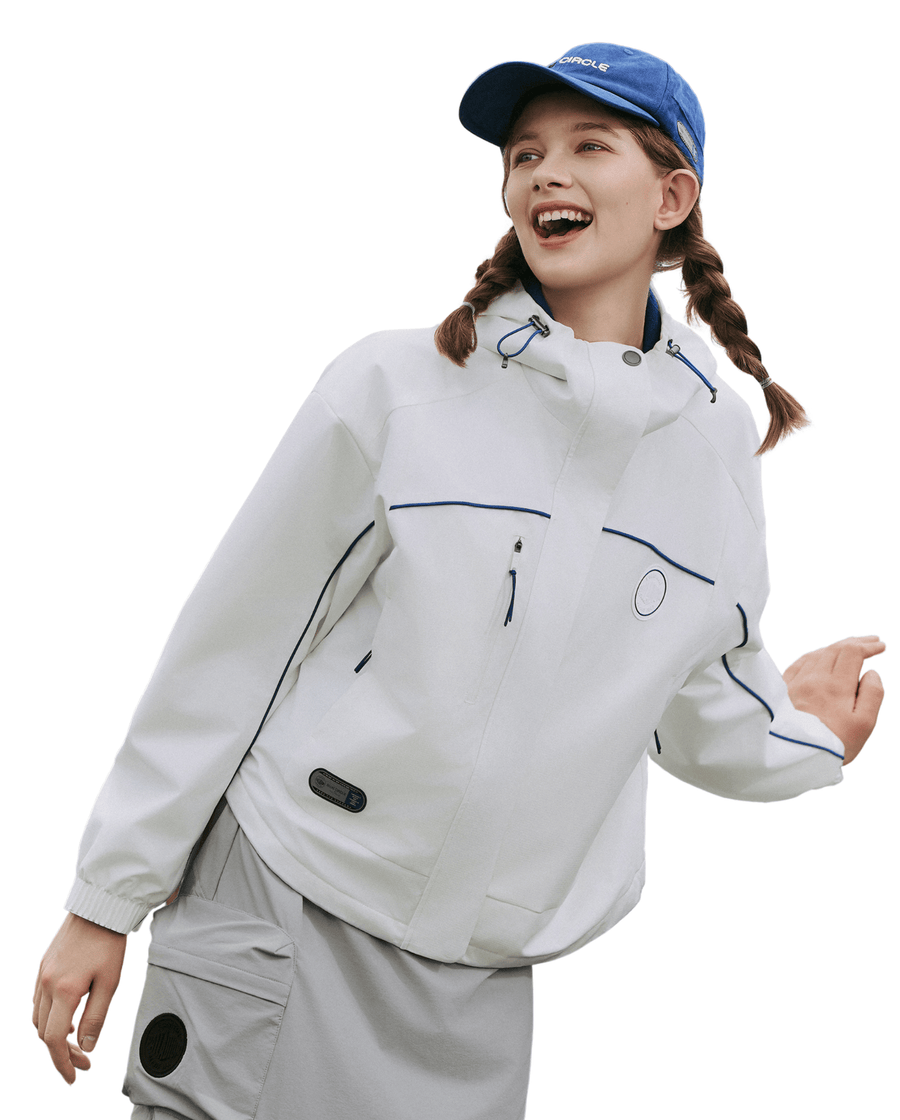 1912695-262 | WOMEN'S PALLADIUM LOGO STRIPED HOODED JACKET | MARSHMALLOW