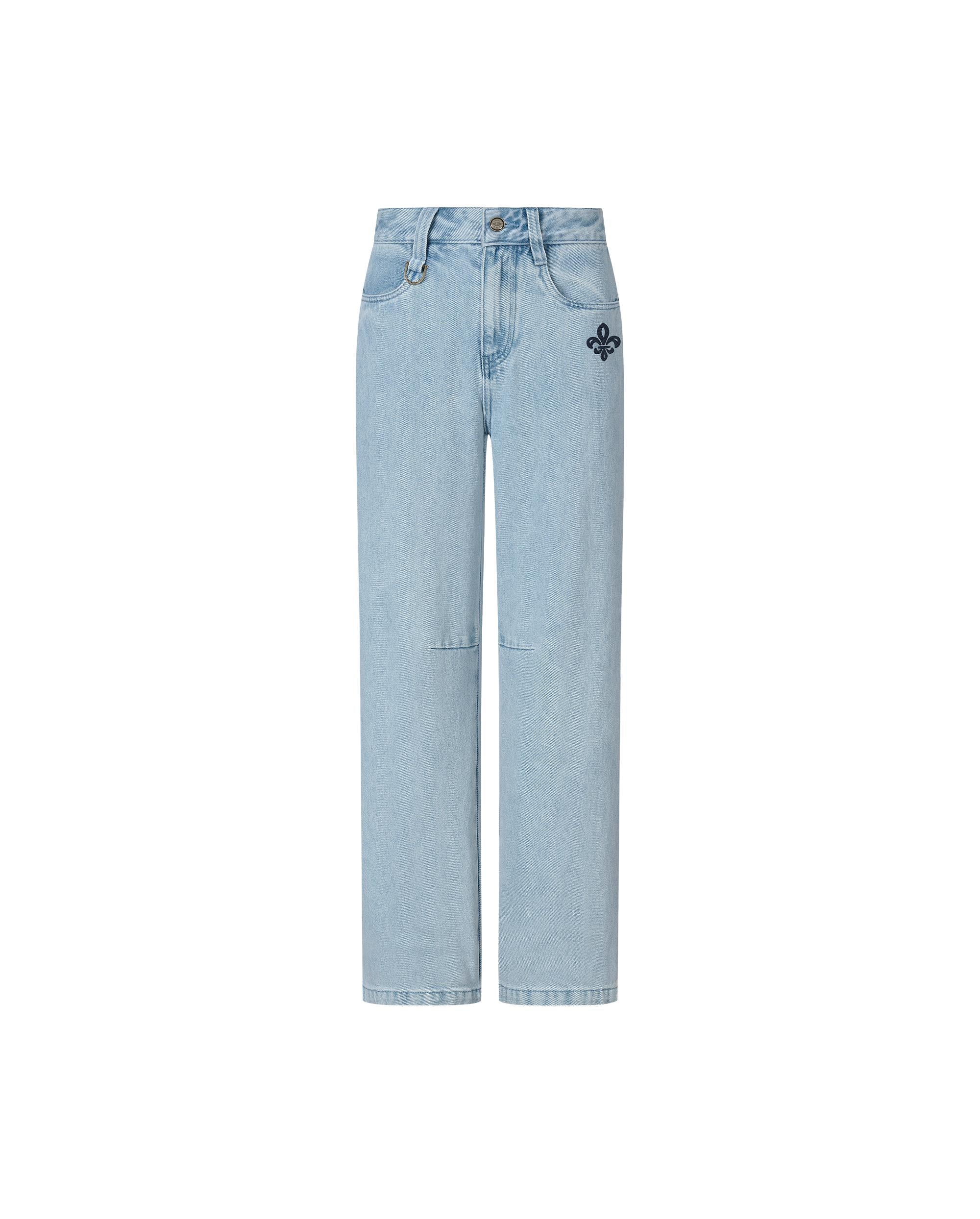 1912827-573 | WOMEN'S EMBROIDERED IRIS LOGO WASHED DENIM JEANS | NANTUCKET BREEZE
