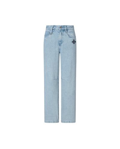 1912827-573 | WOMEN'S EMBROIDERED IRIS LOGO WASHED DENIM JEANS | NANTUCKET BREEZE