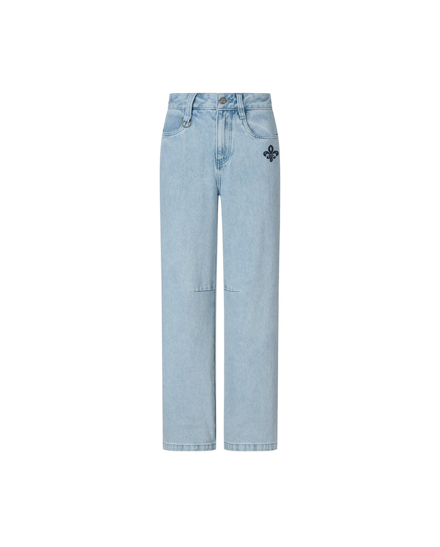 1912827-573 | WOMEN'S EMBROIDERED IRIS LOGO WASHED DENIM JEANS | NANTUCKET BREEZE