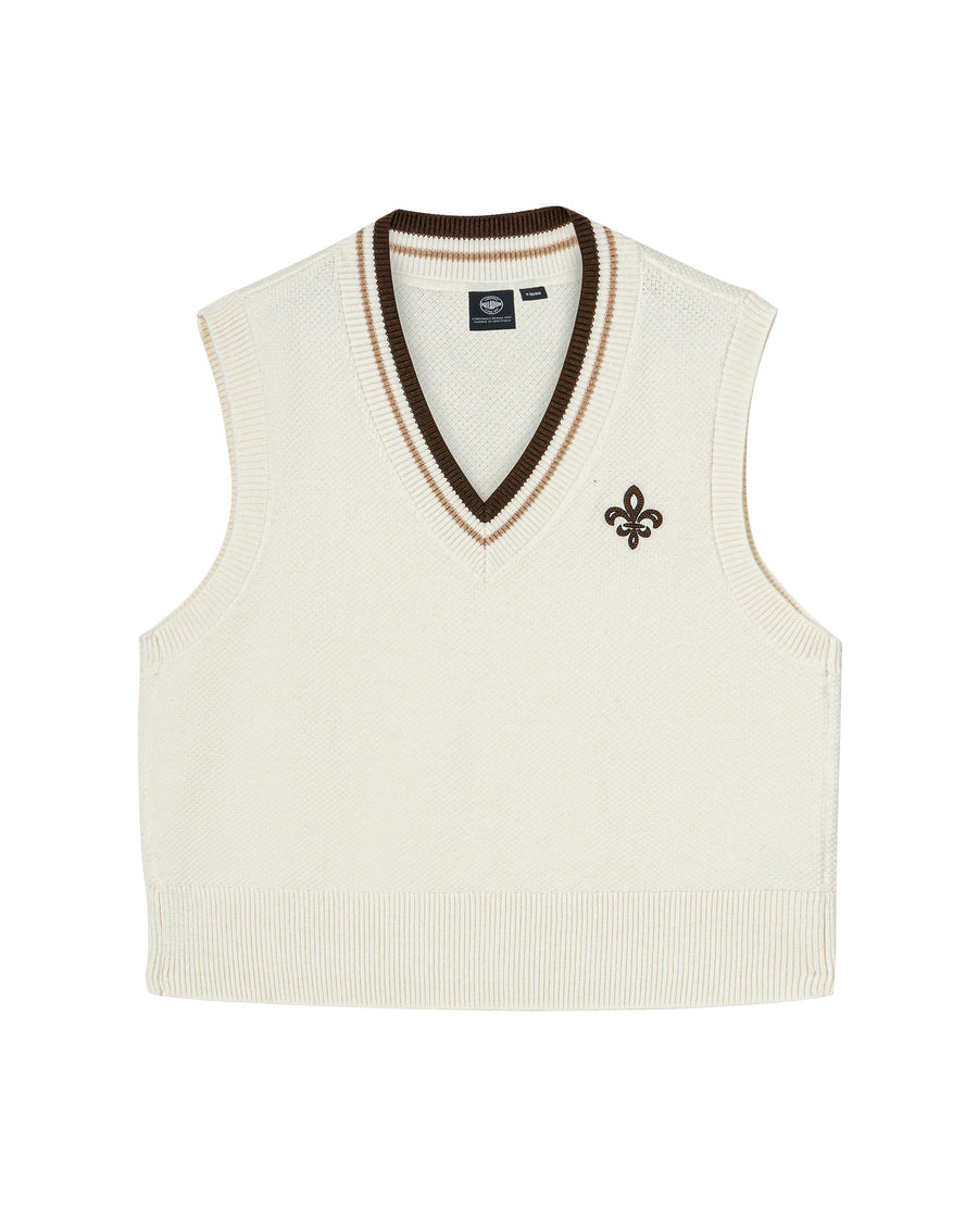 1912831-262 | WOMEN'S IRIS LOGO V-NECK SWEATER VEST | MARSHMALLOW