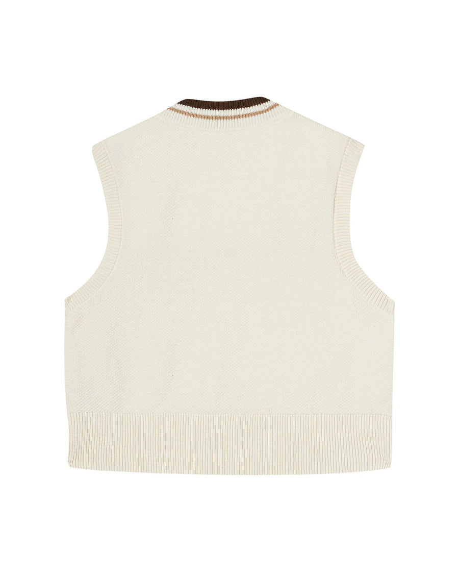 1912831-262 | WOMEN'S IRIS LOGO V-NECK SWEATER VEST | MARSHMALLOW