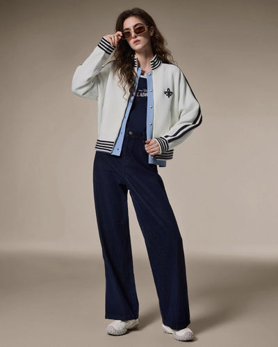 1912838-262 | WOMEN'S IRIS LOGO SIDE TAPED JACKET CARDIGAN | MARSHMALLOW