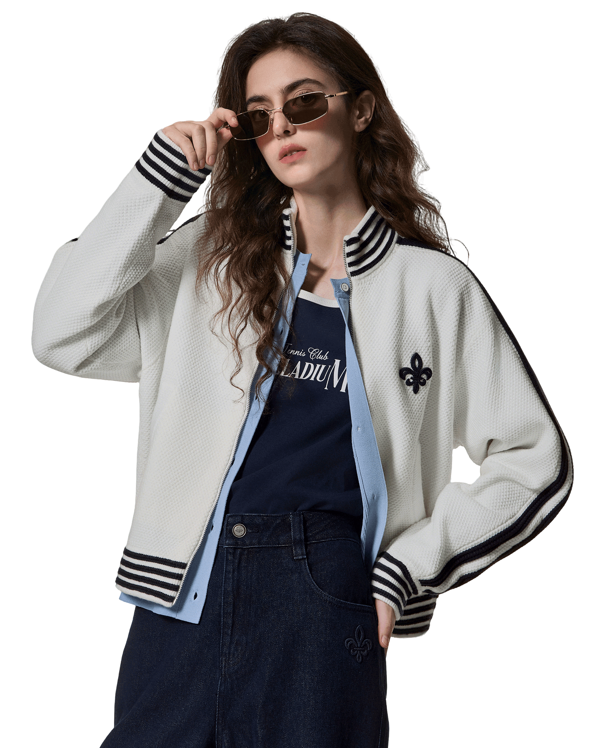 1912838-262 | WOMEN'S IRIS LOGO SIDE TAPED JACKET CARDIGAN | MARSHMALLOW
