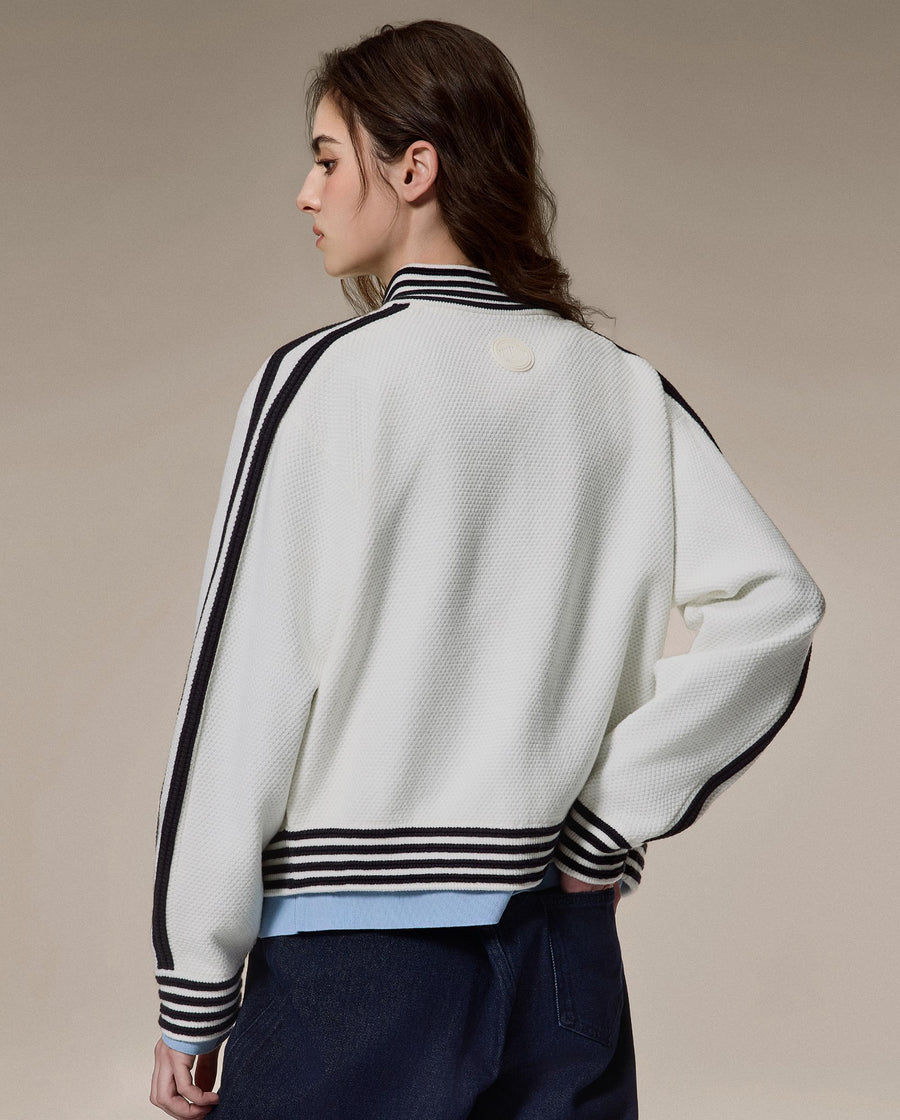 1912838-262 | WOMEN'S IRIS LOGO SIDE TAPED JACKET CARDIGAN | MARSHMALLOW