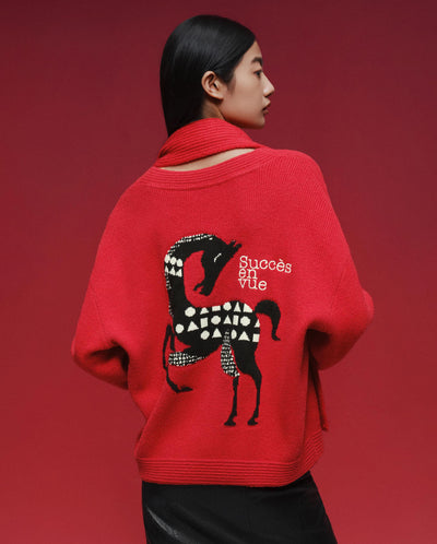 1912839-603 | WOMEN'S IRIS LOGO CNY THEME PRINTED CARDIGAN | EMBOLDENED