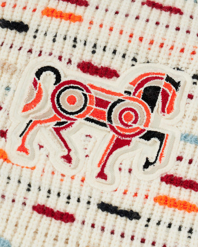 1912842-630 | WOMEN'S EMBROIDERED CNY HORSE THEME LOGO CARDIGAN | WT/RD/BN