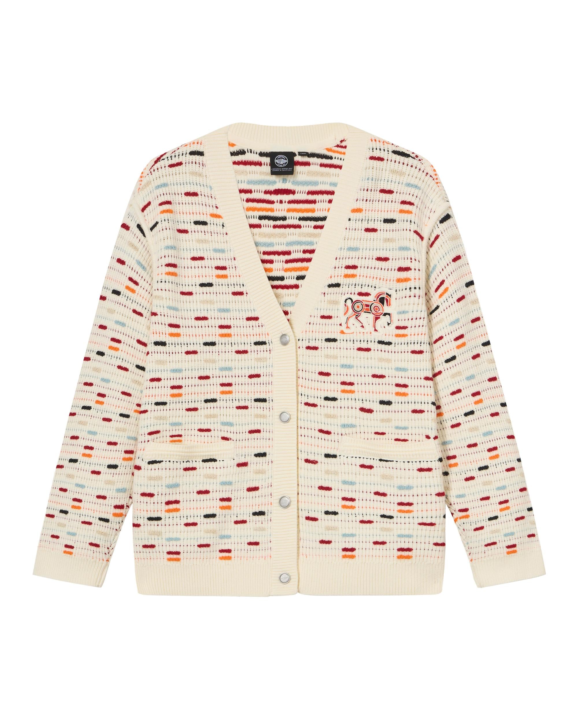 1912842-630 | WOMEN'S EMBROIDERED CNY HORSE THEME LOGO CARDIGAN | WT/RD/BN