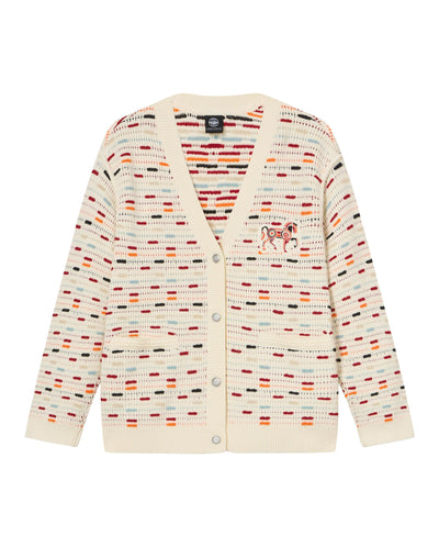 1912842-630 | WOMEN'S EMBROIDERED CNY HORSE THEME LOGO CARDIGAN | WT/RD/BN