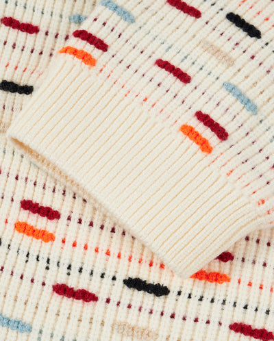 1912842-630 | WOMEN'S EMBROIDERED CNY HORSE THEME LOGO CARDIGAN | WT/RD/BN