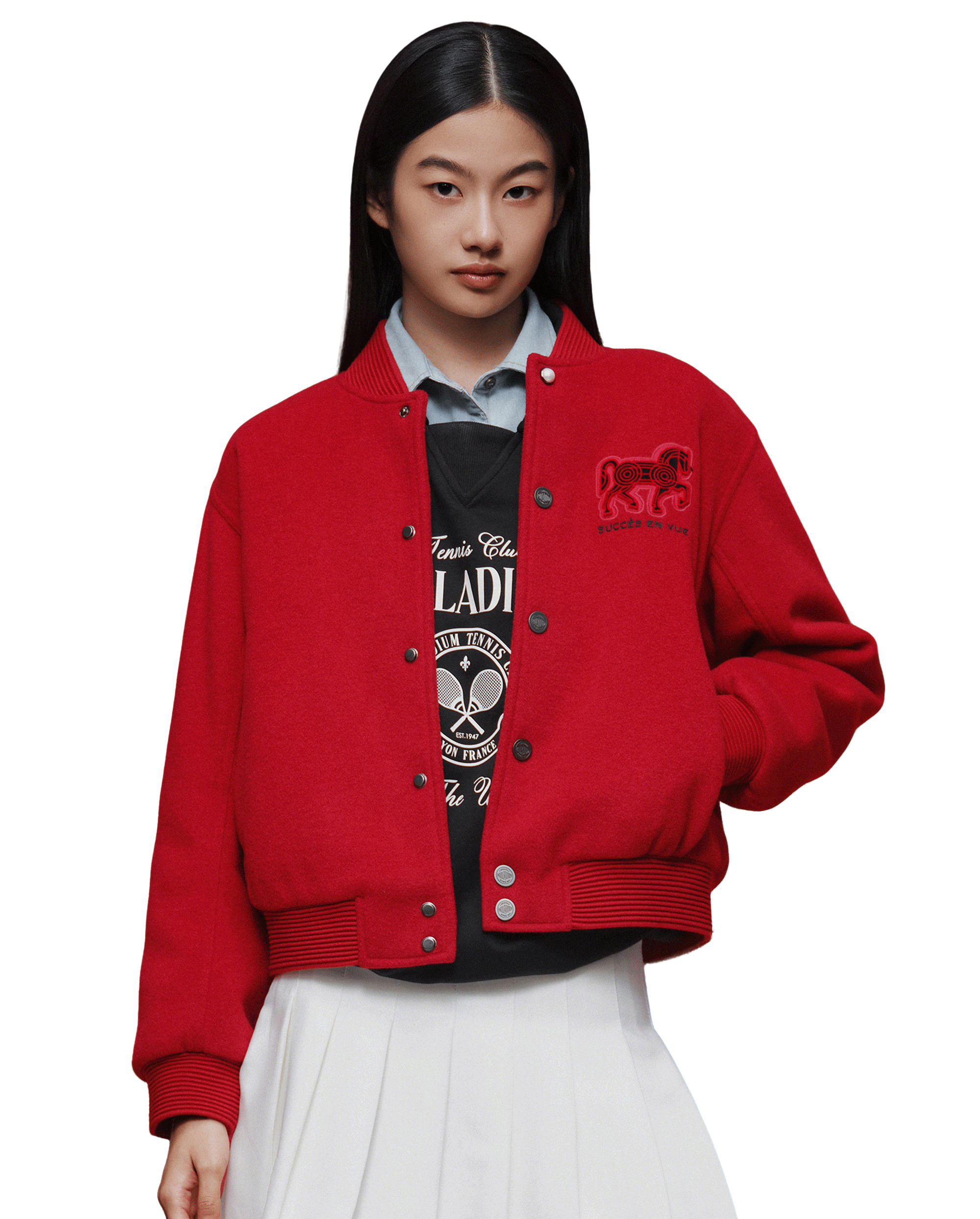 1912843-603 | WOMEN'S CNY THEME LOGO WOOL-BLEND FLEECE JACKET | EMBOLDENED