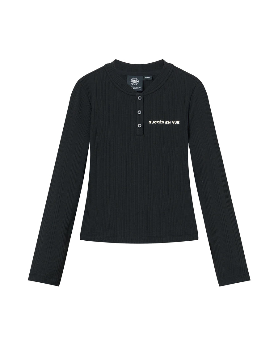 1912845-032 | WOMEN'S CNY THEME LOGO HENLEY COLLAR T-SHIRT | TAP SHOE