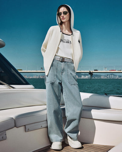 1912848-262 | WOMEN'S IRIS LOGO HOODED JACKET CARDIGAN | MARSHMALLOW