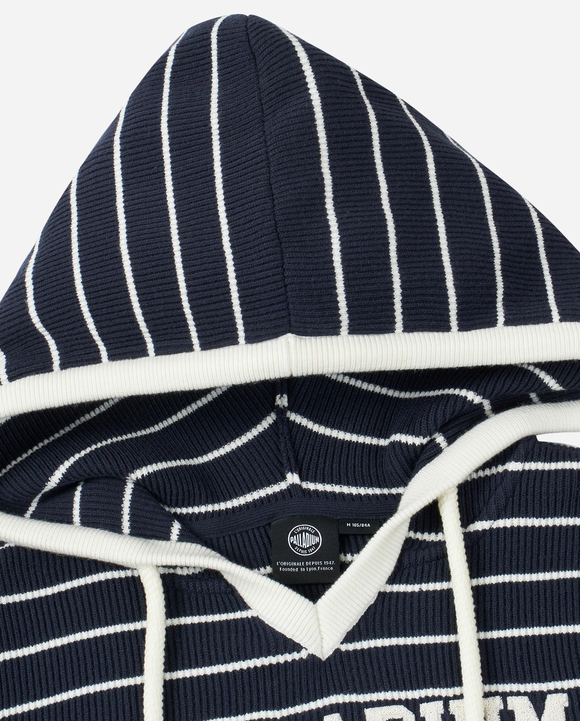 1912852-571 | WOMEN'S DROPPED SHOULDERS STRIPED HOODED KNITWEAR | BU/BK/WT