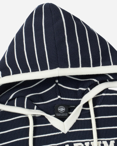 1912852-571 | WOMEN'S DROPPED SHOULDERS STRIPED HOODED KNITWEAR | BU/BK/WT