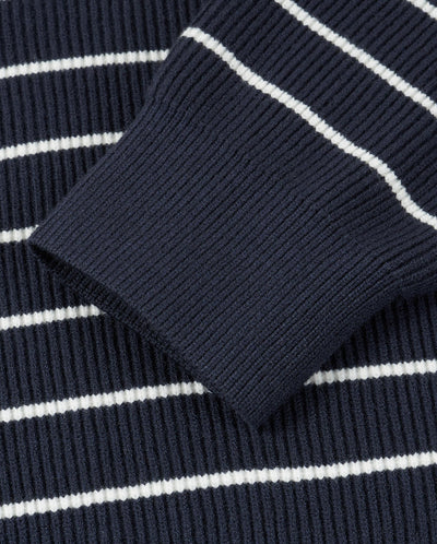 1912852-571 | WOMEN'S DROPPED SHOULDERS STRIPED HOODED KNITWEAR | BU/BK/WT