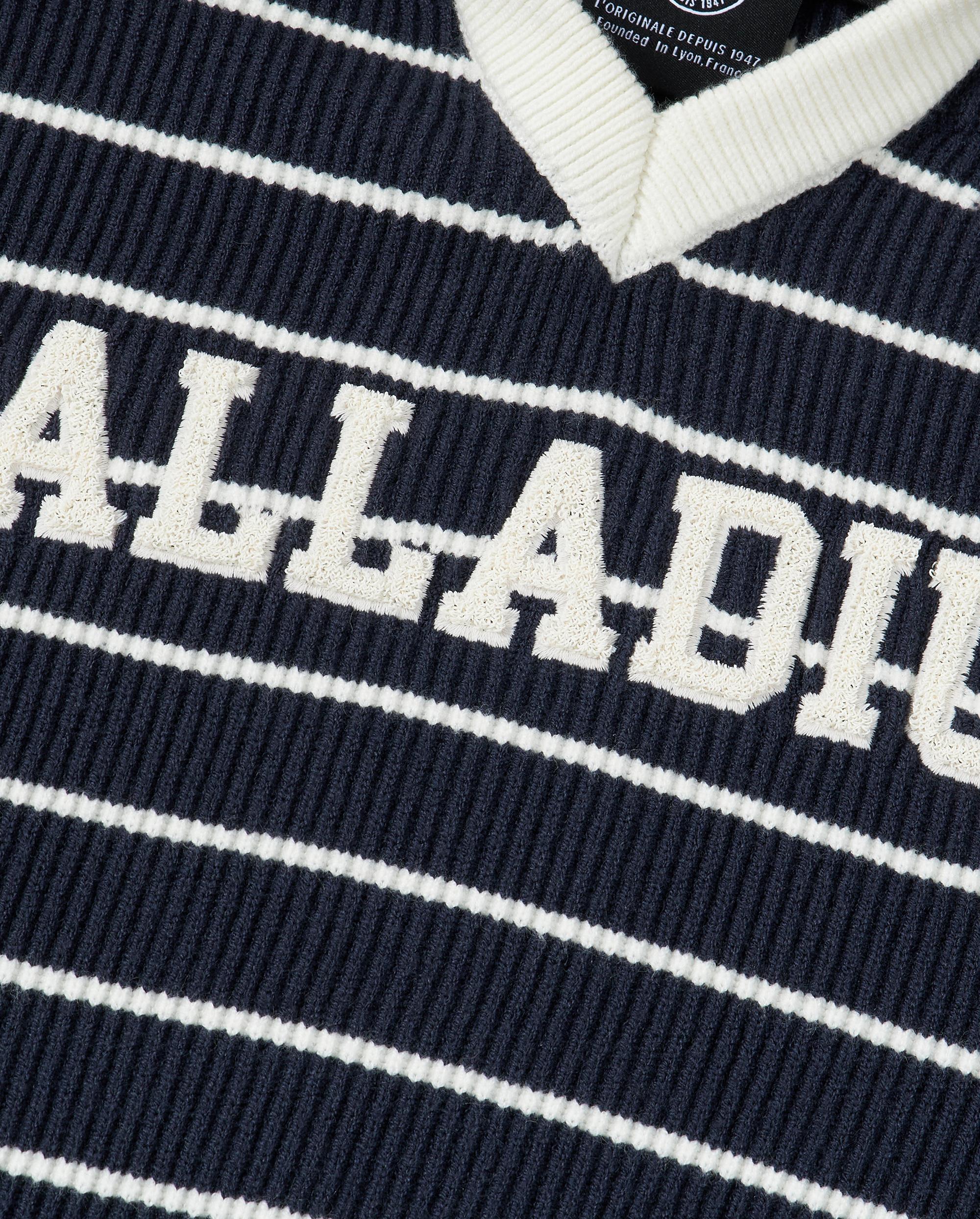 1912852-571 | WOMEN'S DROPPED SHOULDERS STRIPED HOODED KNITWEAR | BU/BK/WT